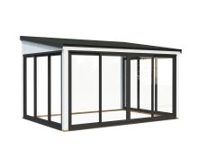Palmako Terrasenüberdachung Glashaus LUMI 11,6 m²  ISO - 420x297 cm, Schiebetür Plus, natur + farbig