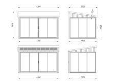 Palmako Terrasenüberdachung Glashaus LUMI 11,6 m²  ISO - 420x297 cm, Schiebetür Plus, natur + farbig