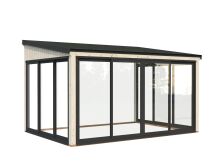 Palmako Terrasenüberdachung Glashaus LUMI 11,6 m²  ISO - 420x297 cm, Schiebetür Plus, natur + farbig