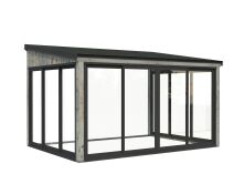 Palmako Terrasenüberdachung Glashaus LUMI 11,6 m²  ISO - 420x297 cm, Schiebetür Plus, natur + farbig