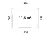 Palmako Terrasenüberdachung Glashaus LUMI 11,6 m²  ISO - 420x297 cm, Schiebetür Plus, natur + farbig