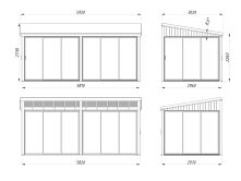 Palmako Terrasenüberdachung Glashaus LUMI 16,2 m²  ISO - 582x297 cm, Schiebetür Plus, transparent imprägniert