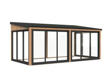 Palmako Terrasenüberdachung Glashaus LUMI 16,2 m²  ISO - 582x297 cm, Schiebetür Plus, transparent imprägniert