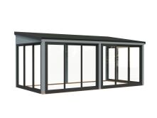 Palmako Terrasenüberdachung Glashaus LUMI 16,2 m²  ISO - 582x297 cm, Schiebetür Plus, transparent imprägniert