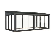 Palmako Terrasenüberdachung Glashaus LUMI 16,2 m²  ISO - 582x297 cm, Schiebetür Plus, transparent imprägniert