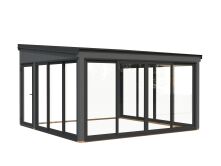 Palmako Terrasenüberdachung Glashaus LUMI 16,6 m² - 420x420 cm, Schiebetür, natur + farbig