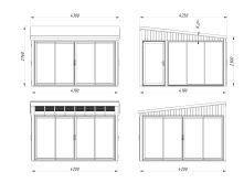 Palmako Terrasenüberdachung Glashaus LUMI 16,6 m² - 420x420 cm, Schiebetür, natur + farbig