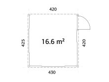 Palmako Terrasenüberdachung Glashaus LUMI 16,6 m²  ISO - 420x420 cm, Schiebetür Plus, natur + farbig
