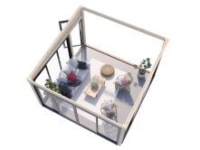 Palmako Terrasenüberdachung Glashaus LUMI 16,6 m²  ISO - 420x420 cm, Schiebetür Plus, natur + farbig