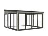 Palmako Terrasenüberdachung Glashaus LUMI 16,6 m²  ISO - 420x420 cm, Schiebetür Plus, natur + farbig