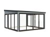 Palmako Terrasenüberdachung Glashaus LUMI 16,6 m²  ISO - 420x420 cm, Schiebetür Plus, natur + farbig