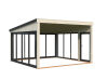 Palmako Terrasenüberdachung Glashaus LUMI 16,6 m²  ISO - 420x420 cm, Schiebetür Plus, natur + farbig