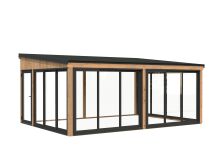 Palmako Terrasenüberdachung Glashaus LUMI 23,3 m²  ISO - 582x420 cm, Schiebetür Plus, natur + farbig