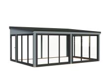 Palmako Terrasenüberdachung Glashaus LUMI 23,3 m²  ISO - 582x420 cm, Schiebetür Plus, natur + farbig