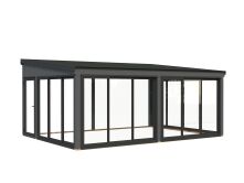 Palmako Terrasenüberdachung Glashaus LUMI 23,3 m²  ISO - 582x420 cm, Schiebetür Plus, natur + farbig