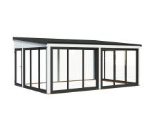 Palmako Terrasenüberdachung Glashaus LUMI 23,3 m²  ISO - 582x420 cm, Schiebetür Plus, natur + farbig