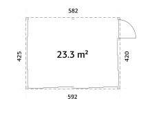 Palmako Terrasenüberdachung Glashaus LUMI 23,3 m²  ISO - 582x420 cm, Schiebetür Plus, natur + farbig