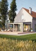 Palmako Terrasenüberdachung Glashaus LUMI 23,3 m²  ISO - 582x420 cm, Schiebetür Plus, natur + farbig
