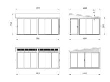 Palmako Terrasenüberdachung Glashaus LUMI 23,3 m²  ISO - 582x420 cm, Schiebetür Plus, natur + farbig
