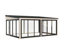 Palmako Terrasenüberdachung Glashaus LUMI 23,3 m²  ISO - 582x420 cm, Schiebetür Plus, natur + farbig