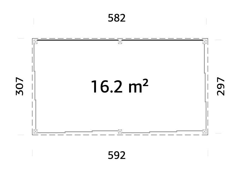 Palmako Gartenhaus Glashaus SAGA 16,2 m² - 582x297 cm, Schiebetür, transparent imprägniert