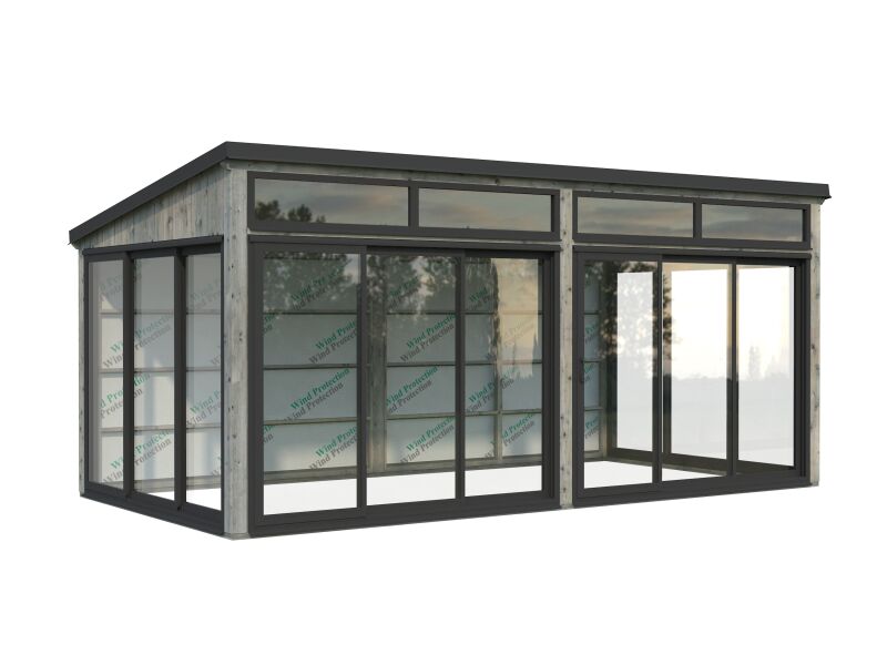 Palmako Gartenhaus Glashaus SAGA 16,2 m² - 582x297 cm, Schiebetür, transparent imprägniert