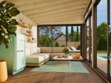 Palmako Gartenhaus Glashaus SAGA 16,2 m² - 582x297 cm, Schiebetür, transparent imprägniert
