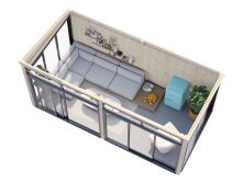 Palmako Gartenhaus Glashaus SAGA 16,2 m² - 582x297 cm, Schiebetür, transparent imprägniert