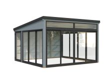 Palmako Gartenhaus Glashaus SAGA 16,6 m² - 420x420 cm, Schiebetür, hellbaun imprägniert