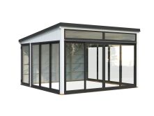 Palmako Gartenhaus Glashaus SAGA 16,6 m² - 420x420 cm, Schiebetür, transparent imprägniert