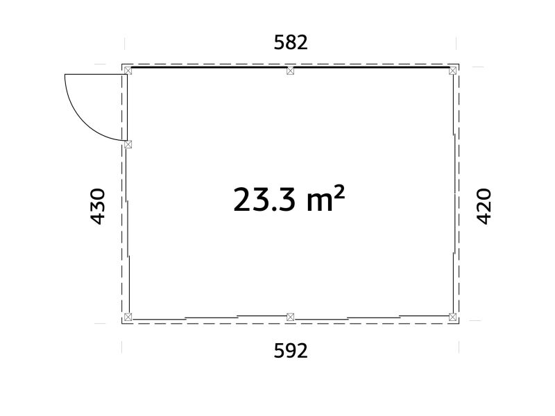 Palmako Gartenhaus Glashaus SAGA 23,3 m² - 582x420 cm, Schiebetür, lackiert  hellgrau (7042) + hellgrau (7042)