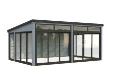 Palmako Gartenhaus Glashaus SAGA 23,3 m² - 582x420 cm, Schiebetür, lackiert  hellgrau (7042) + hellgrau (7042)