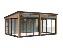 Palmako Gartenhaus Glashaus SAGA 23,3 m² - 582x420 cm, Schiebetür, natur + farbig