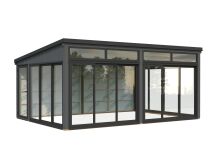 Palmako Gartenhaus Glashaus SAGA 23,3 m² - 582x420 cm, Schiebetür, natur + farbig