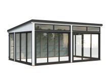 Palmako Gartenhaus Glashaus SAGA 23,3 m² - 582x420 cm, Schiebetür, natur + farbig