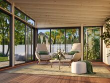 Palmako Gartenhaus Glashaus SAGA 23,3 m² - 582x420 cm, Schiebetür, natur + farbig