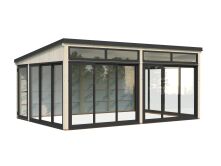 Palmako Gartenhaus Glashaus SAGA 23,3 m² - 582x420 cm, Schiebetür, natur + farbig