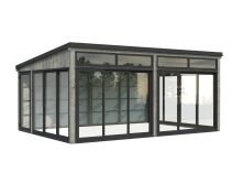 Palmako Gartenhaus Glashaus SAGA 23,3 m² - 582x420 cm, Schiebetür, natur + farbig