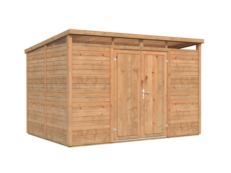 Palmako Gerätehaus ELIAS 7,3 m², 16 mm, 330x228 cm, inkl. Fußboden, hellbraun imprägniert