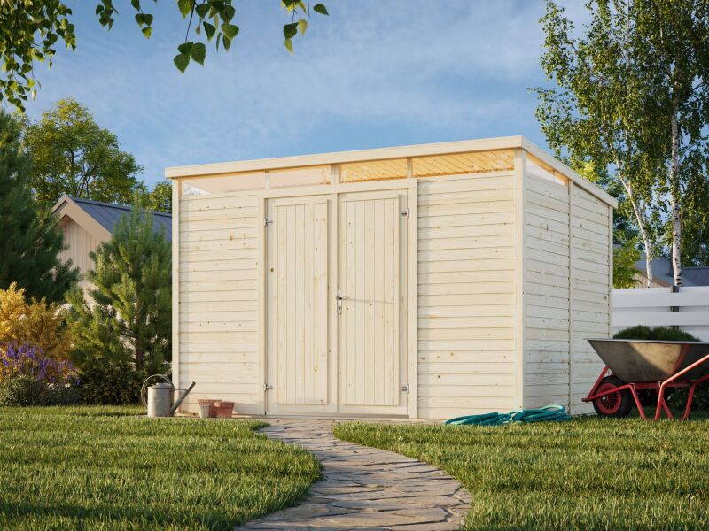 Palmako Gerätehaus ELIAS 7,3 m², 16 mm, 330x228 cm, inkl. Fußboden, natur + farbig