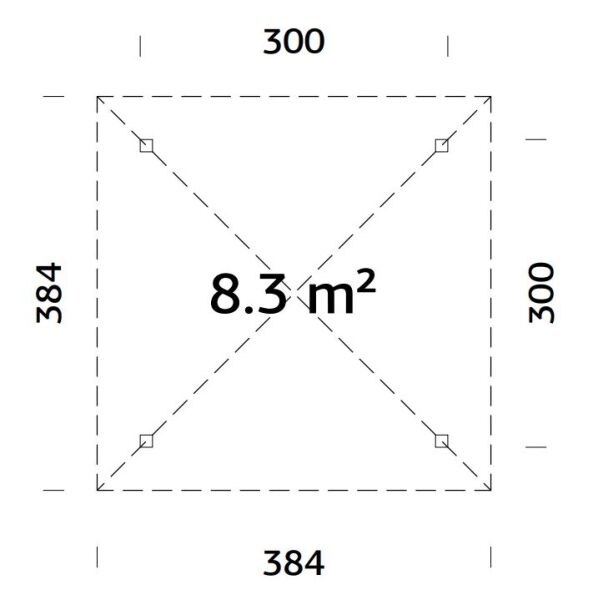 Palmako Pavillon Carport BIANCA 8,3 m² - 300x300 cm, transparent imprägniert