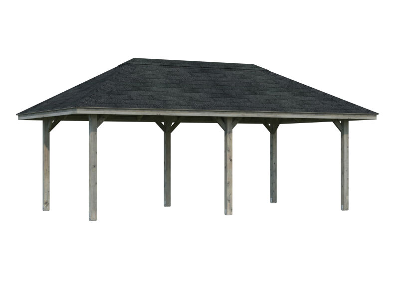Palmako Pavillon Carport BIANCA 16,6 m² - 588x300 cm, grau imprägniert