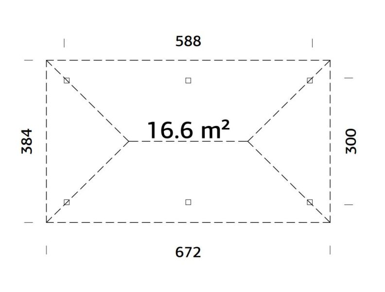 Palmako Pavillon Carport BIANCA 16,6 m² - 588x300 cm, grau imprägniert