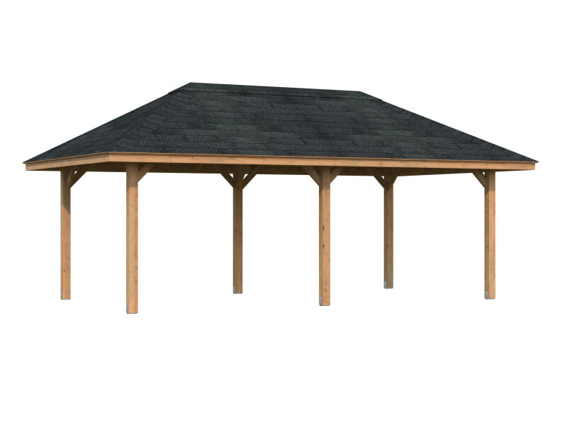 Palmako Pavillon Carport BIANCA 16,6 m² - 588x300 cm, grau imprägniert