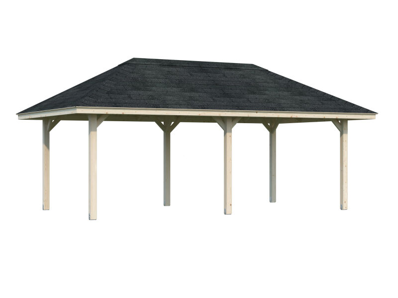 Palmako Pavillon Carport BIANCA 16,6 m² - 588x300 cm, grau imprägniert