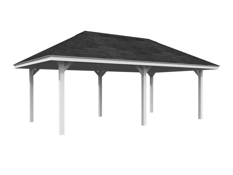Palmako Pavillon Carport BIANCA 16,6 m² - 588x300 cm, grau imprägniert