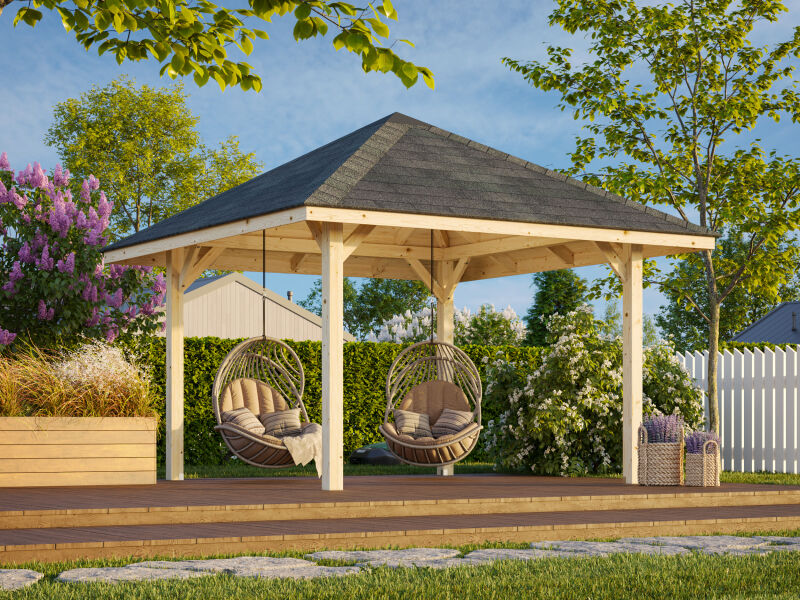 Palmako Pavillon BIANCA 8,3 m² - 300x300 cm, natur + farbig