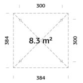 Palmako Pavillon BIANCA 8,3 m² - 300x300 cm, natur +...