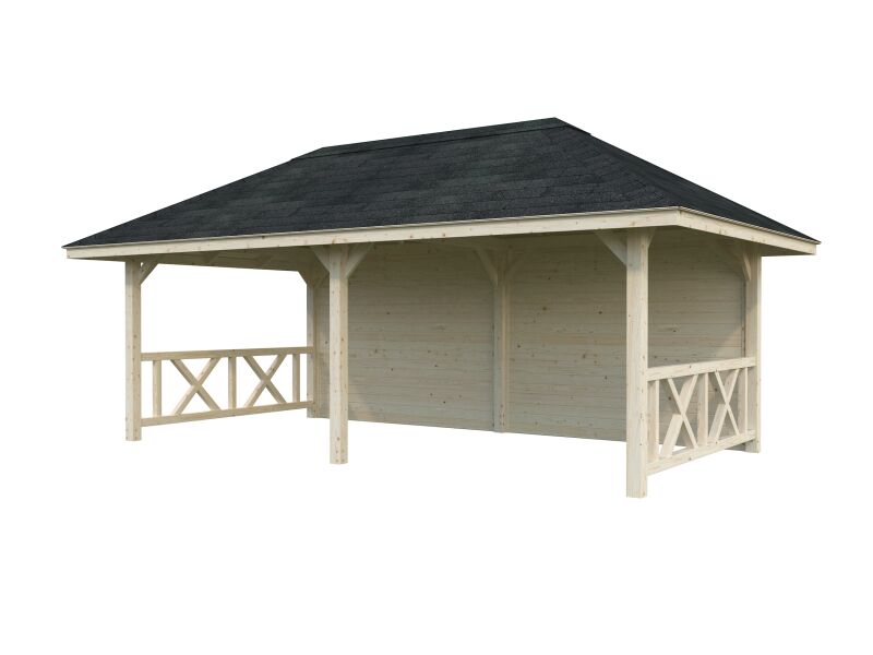 Palmako Pavillon BIANCA 16,6 m²  SET 108  - 588x300 cm, natur + farbig