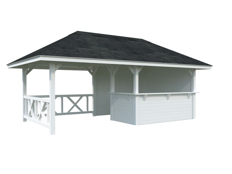 Palmako Pavillon BIANCA 16,6 m²  SET 110 - 588x300 cm, lackiert weiß (9016) + weiß (9016)